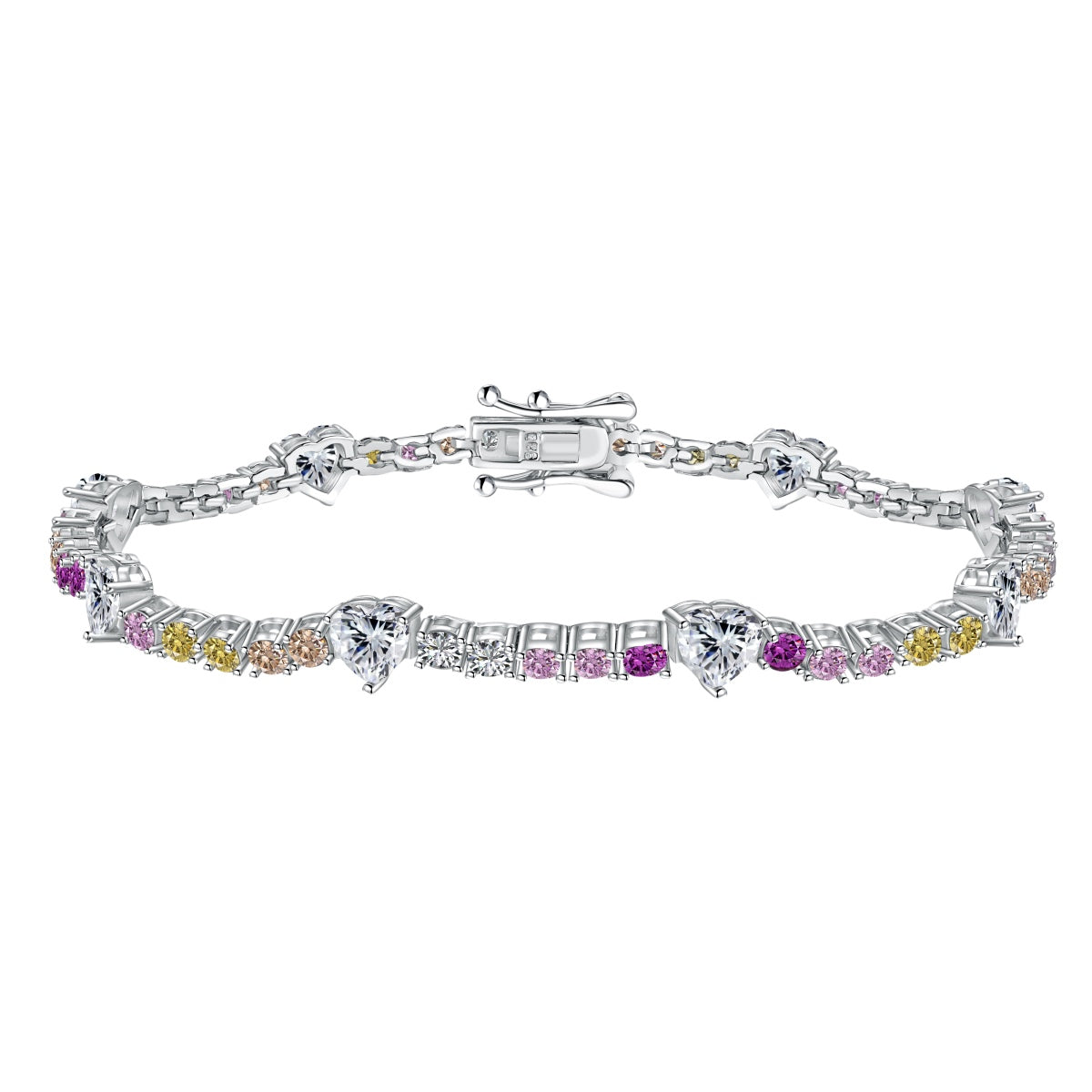 [Vivid Aurora]Romantic Heart Shape Round Cut Lover Bracelet