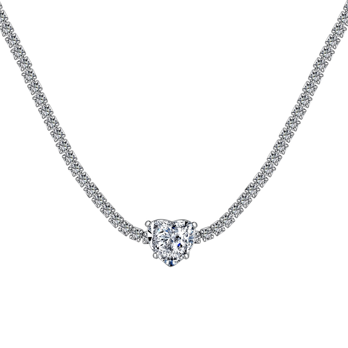 [Vivid Aurora]2.0 Carat Sparkling Tennis Heart Cut Necklace